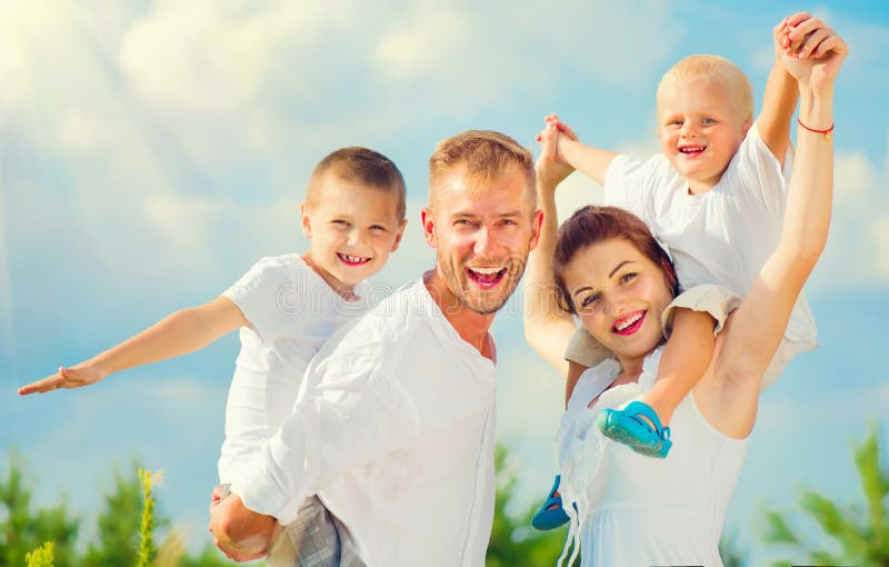 Happy young big family having fun together stock photo Happy young big family having fun together stock photo