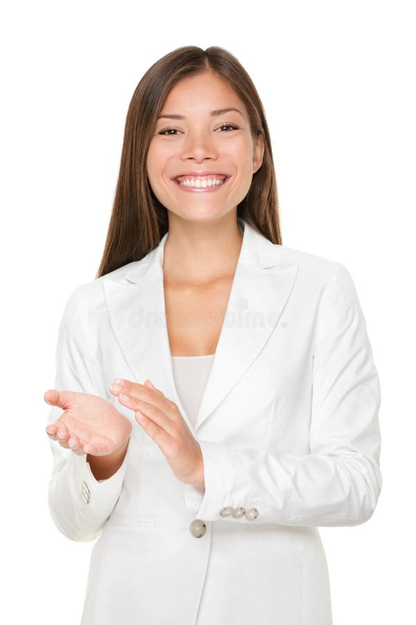 Happy Young Businesswoman Clapping Hands