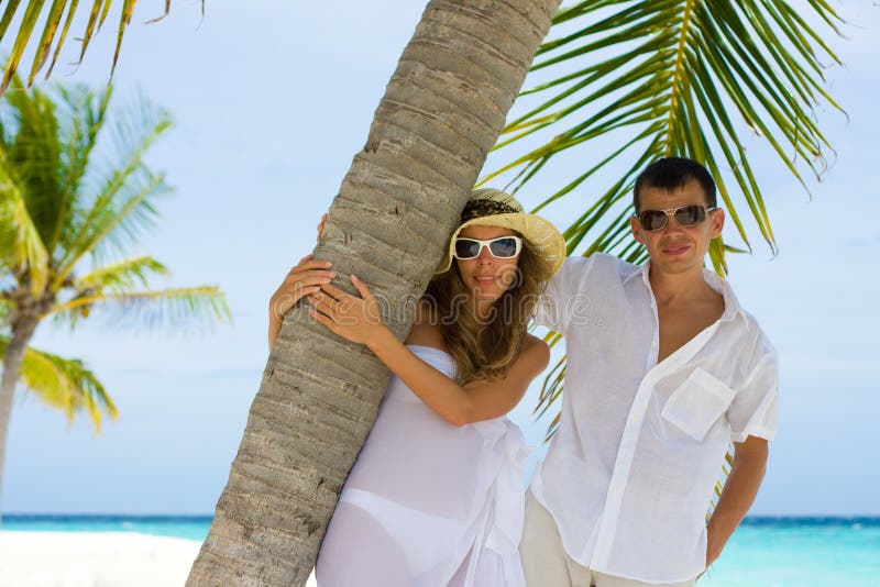 Happy young couple on a beach