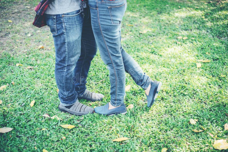 Happy Young Couple in Love Walking Stock Image - Image of young ...