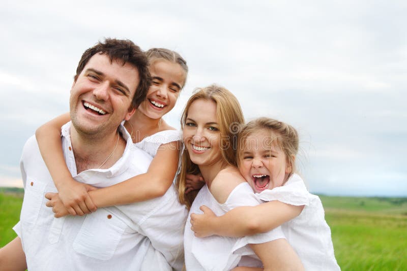 Happy young family with two children