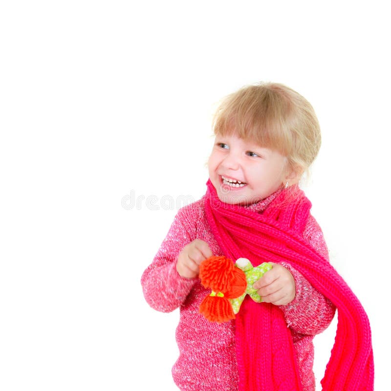 Happy young girl in bright clothes