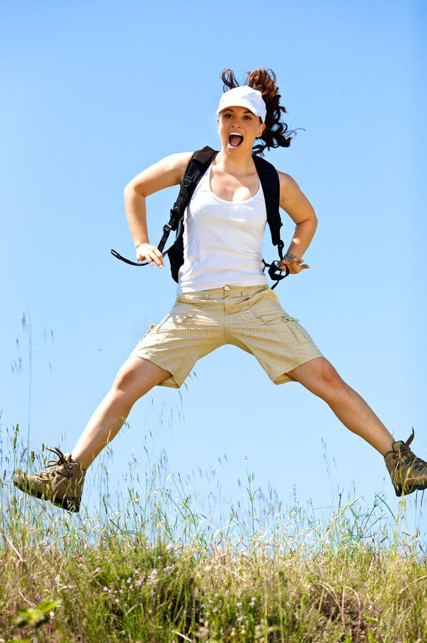 Happy young girl jump