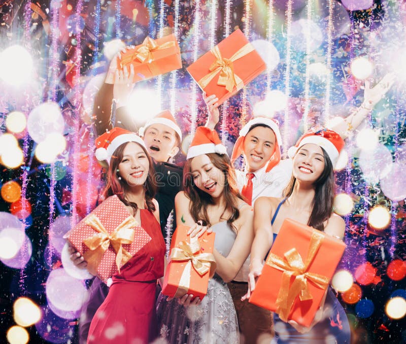 Young group having fun in christmas party stock images Young group having fun in christmas party stock images
