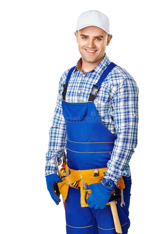 Happy young male construction worker royalty free stock photography