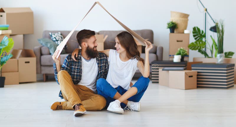 Happy Young Married Couple Moves To New Apartment Stock Photo Image