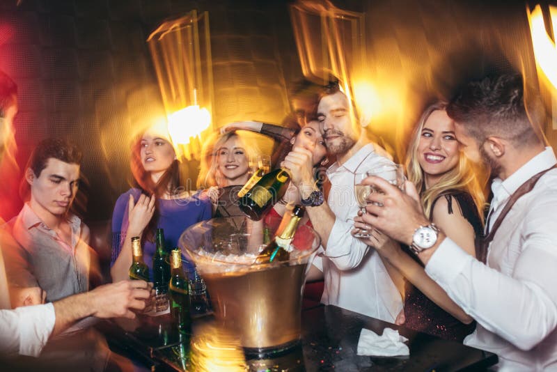 Happy Young People Having Fun at Nightclub Stock Photo - Image of adult ...