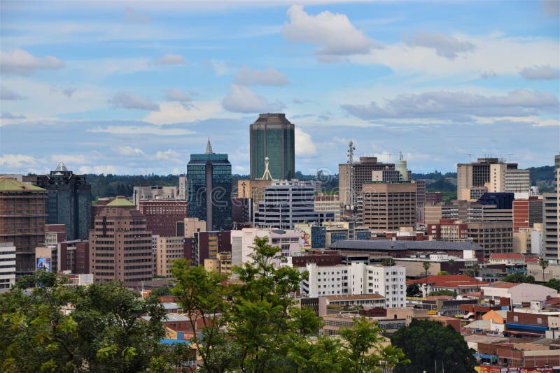 Harare Zimbabwe panoramic view of downtown buildings