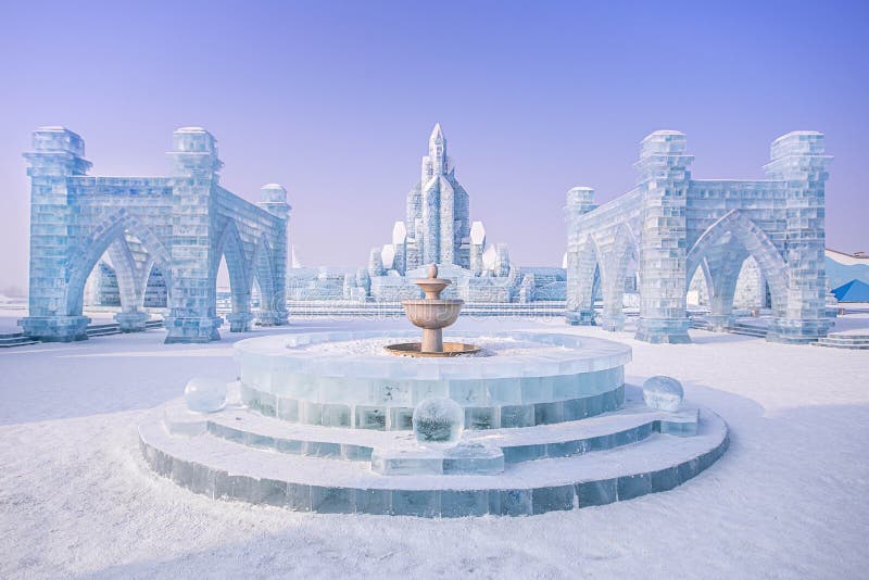 HARBIN, CHINA - JAN 15, 2020: Harbin International Ice and Snow Sculpture Festival