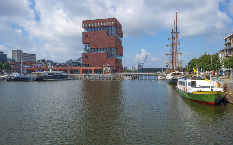 Harbor of Antwerp in Sunlight Stock Image Image of water, town 78003637