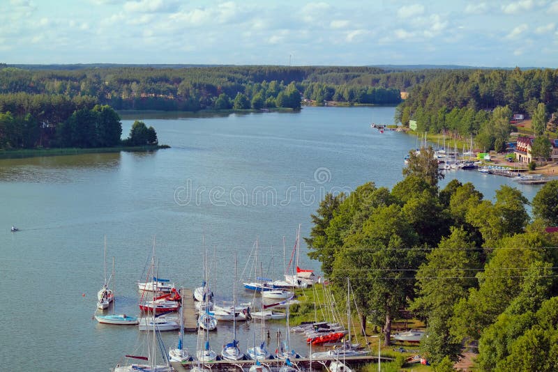 Harbor on the blue lake stock image Harbor on the blue lake stock image