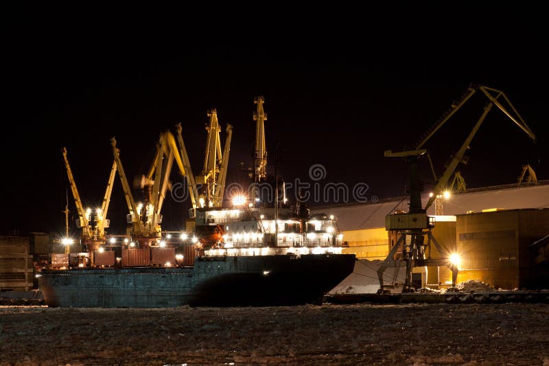 Harbor in the night