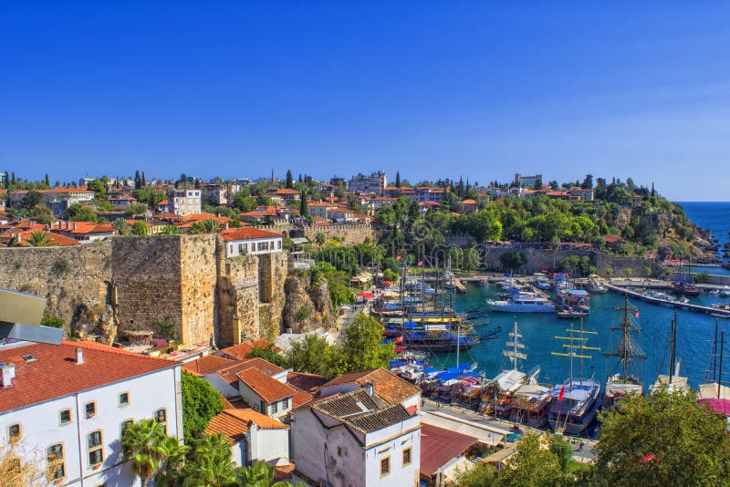 Harbor in Old Town Kaleici - Antalya, Turkey Stock Image - Image of ...