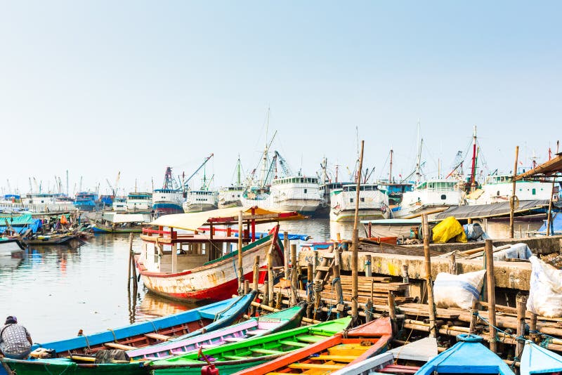 Harbour Ship And Boat Docks In Jakarta, Indonesia Stock Photo - Image