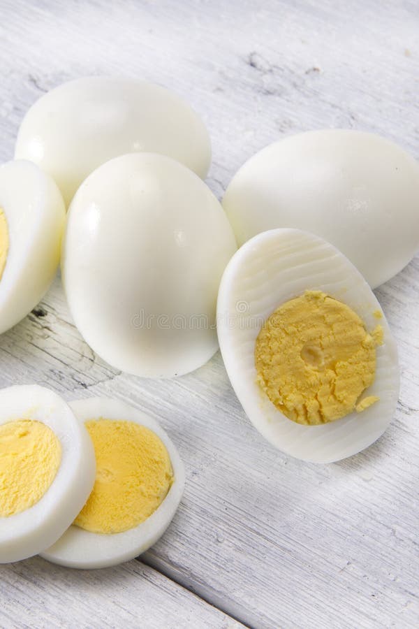 Hard Boiled Eggs in a Bowl One Cut Stock Image Image of yellow, food