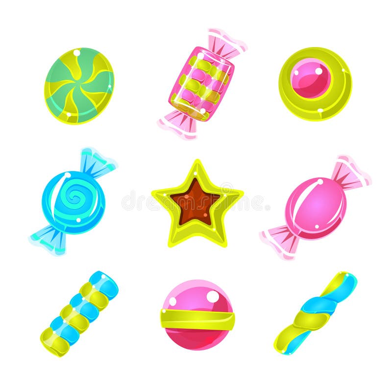 Hard Candy Colorful Cute Simple Icons Set stock illustration Hard Candy Colorful Cute Simple Icons Set stock illustration