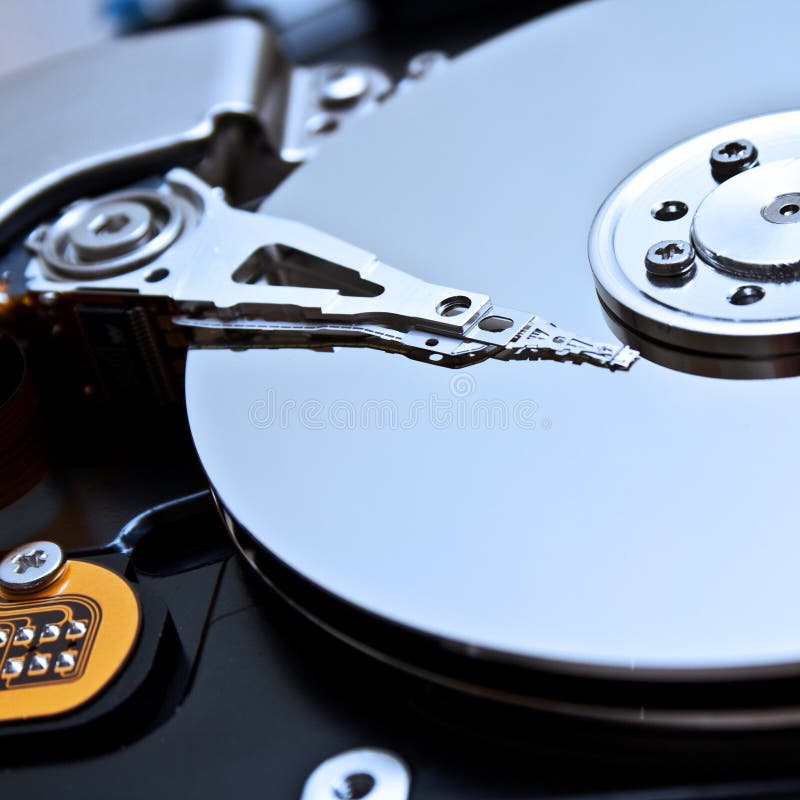 Close up of hard disk with abstract reflection