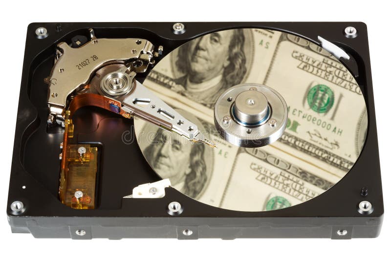 Hard disk, dollars, one