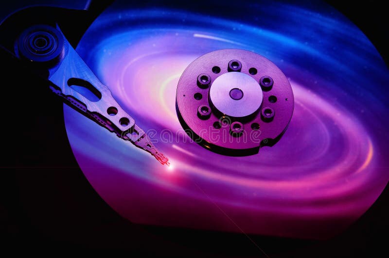 Hard Disk Drive with abstract color reflection. stock images