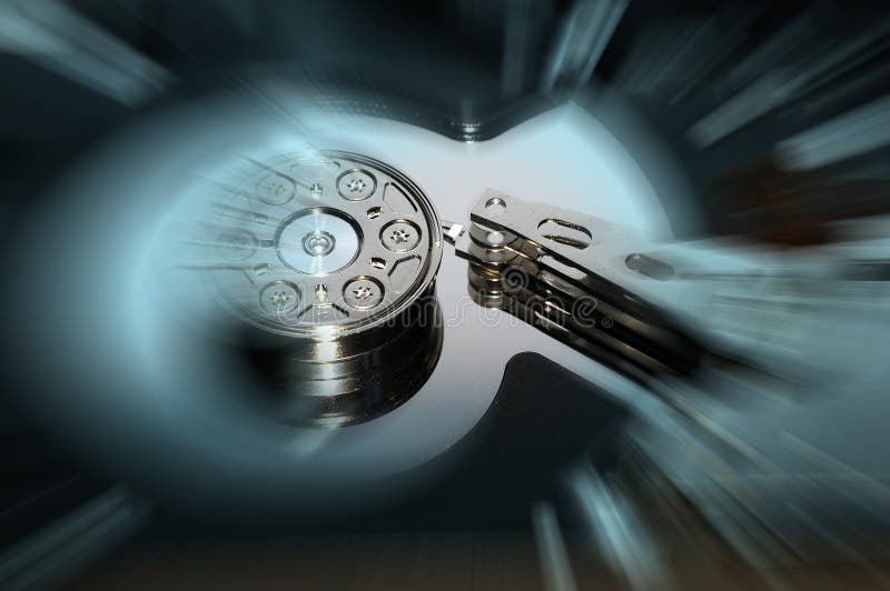 Hard Disk Drive with abstract color reflection. stock photo