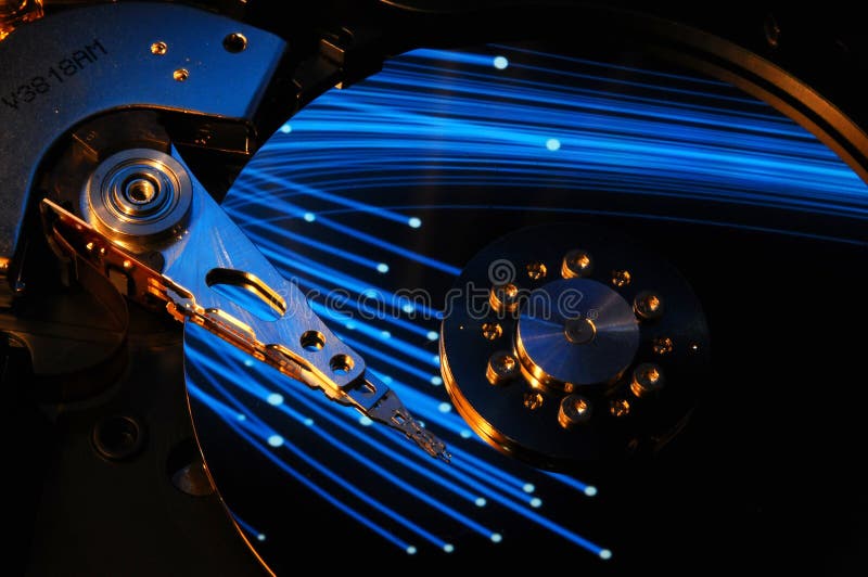 Hard Disk Drive with abstract color reflection. stock photo