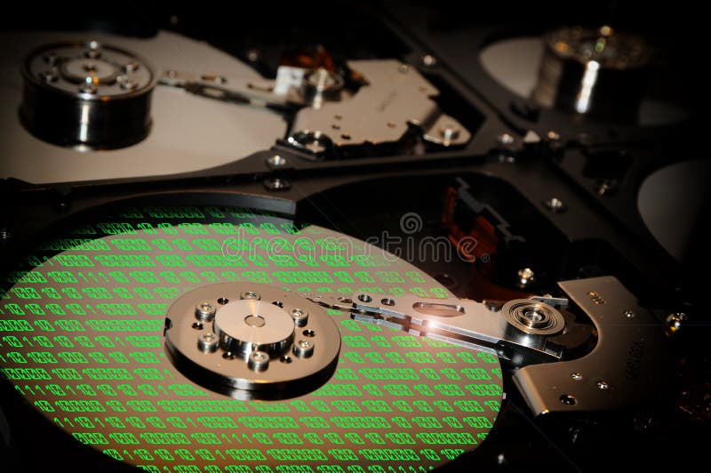 Hard Disk Drive with binary abstract color reflection. royalty free stock photos