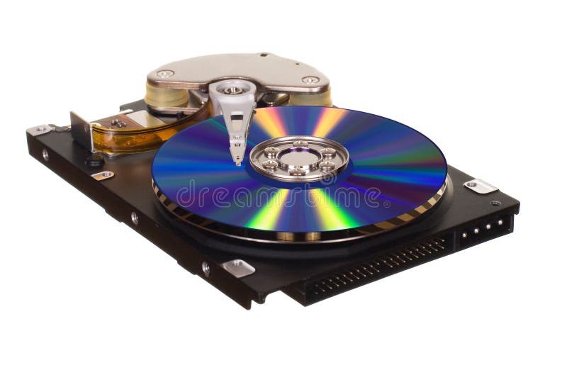 Hard Disk Drive with CD/DVD instead of Plate Stock Photo