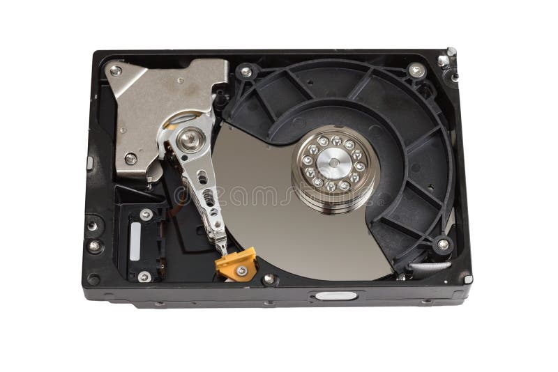 Hard Disk Drive Open Case Isolated on White Stock Image Image of