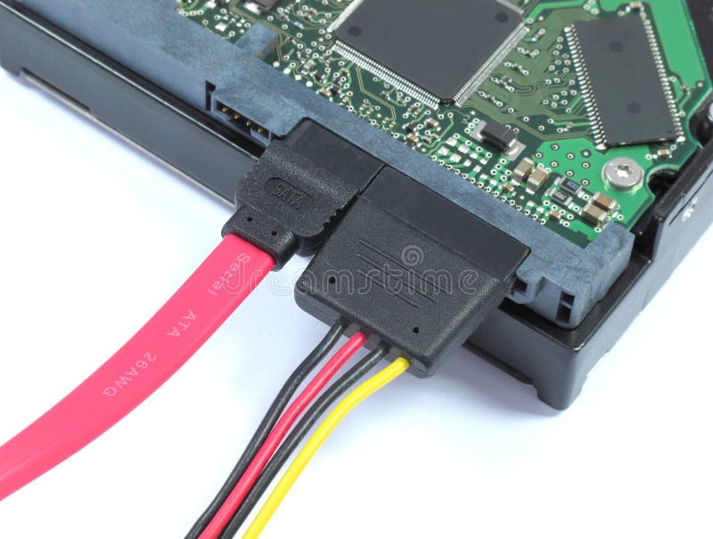 Hard Disk Drive with SATA & Power Pluged royalty free stock photos Hard Disk Drive with SATA & Power Pluged royalty free stock photos