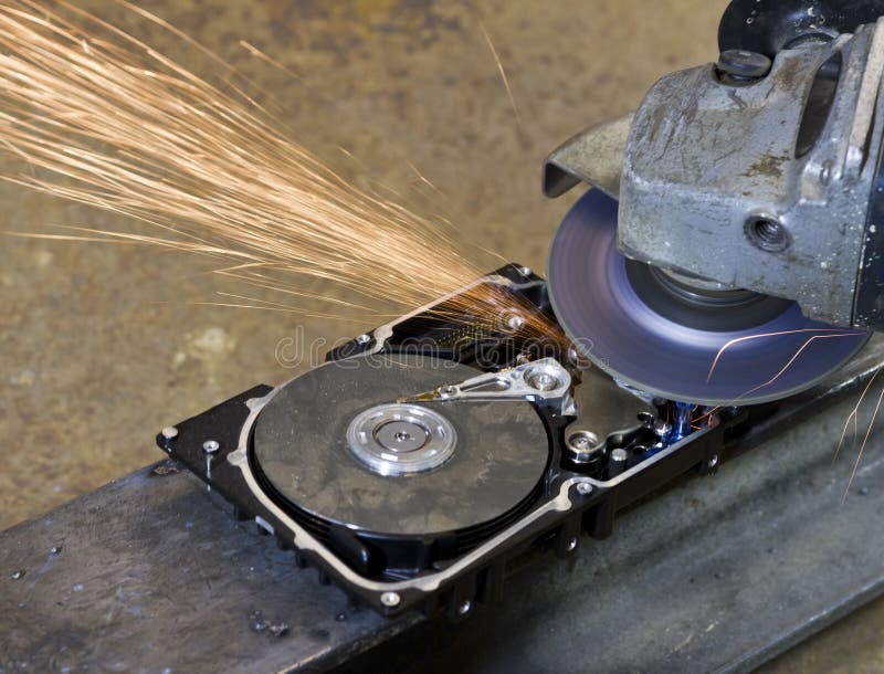 Grinder and Hard Disk Drive Stock Image Image of information