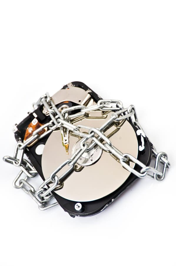 Hard drive in chains stock photo. Image of data, backup 12019710