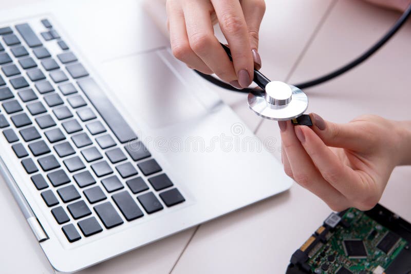 The Hard Drive Repair and Data Recovery with Restoration Stock Photo