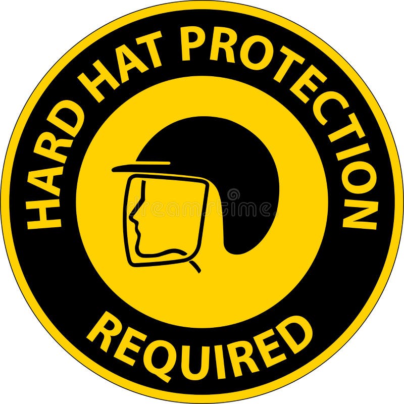 Hard Hat Protection Required Area Sign on White Background Stock Vector