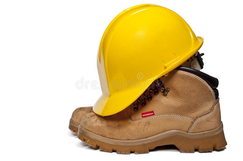 Hard Hat and Work Boots stock photo. Image of construction 24001334