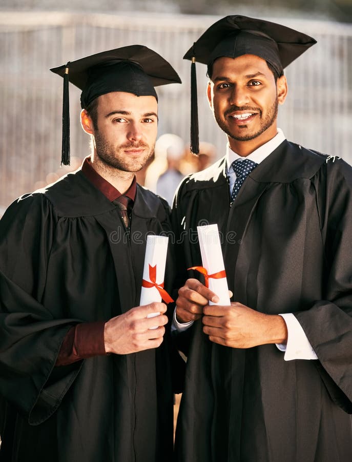 From Hard Work Comes Great Success. Portrait of Two Students Holding ...
