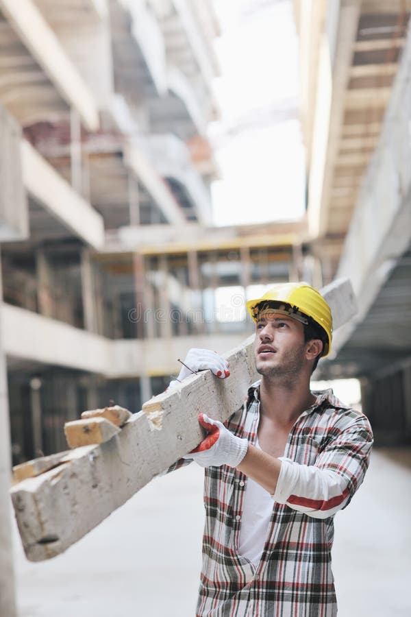 Hard worker on construction site