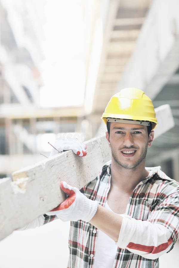 Hard worker on construction site