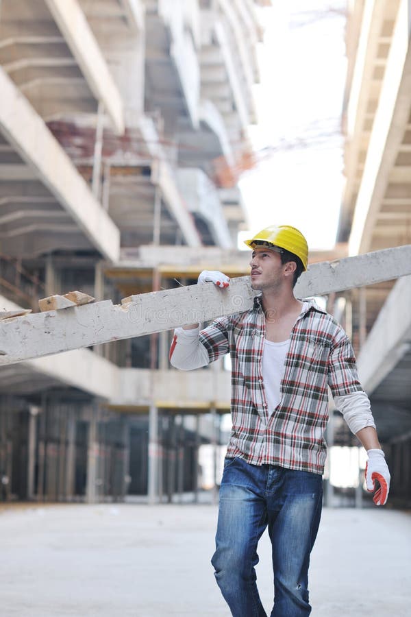 Hard worker on construction site