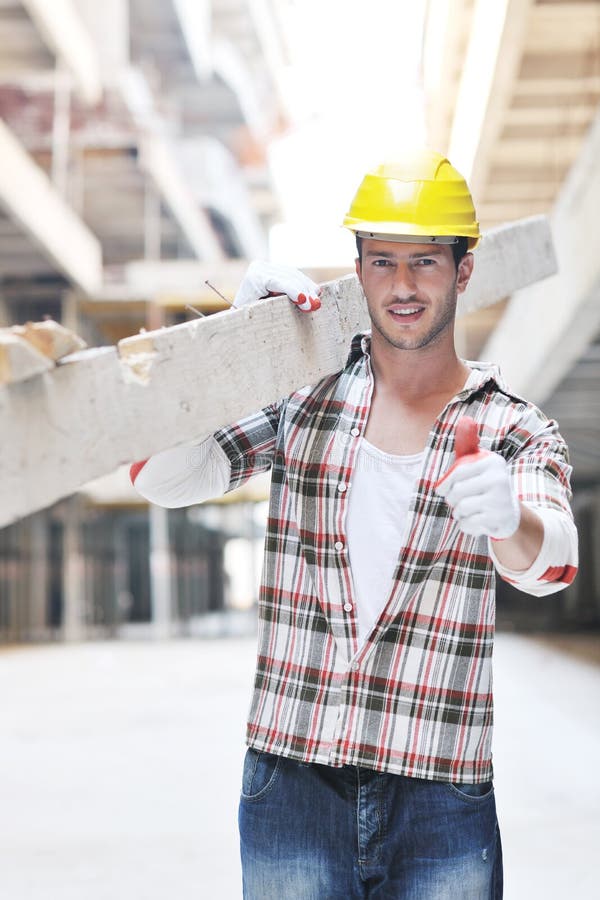 Hard worker on construction site