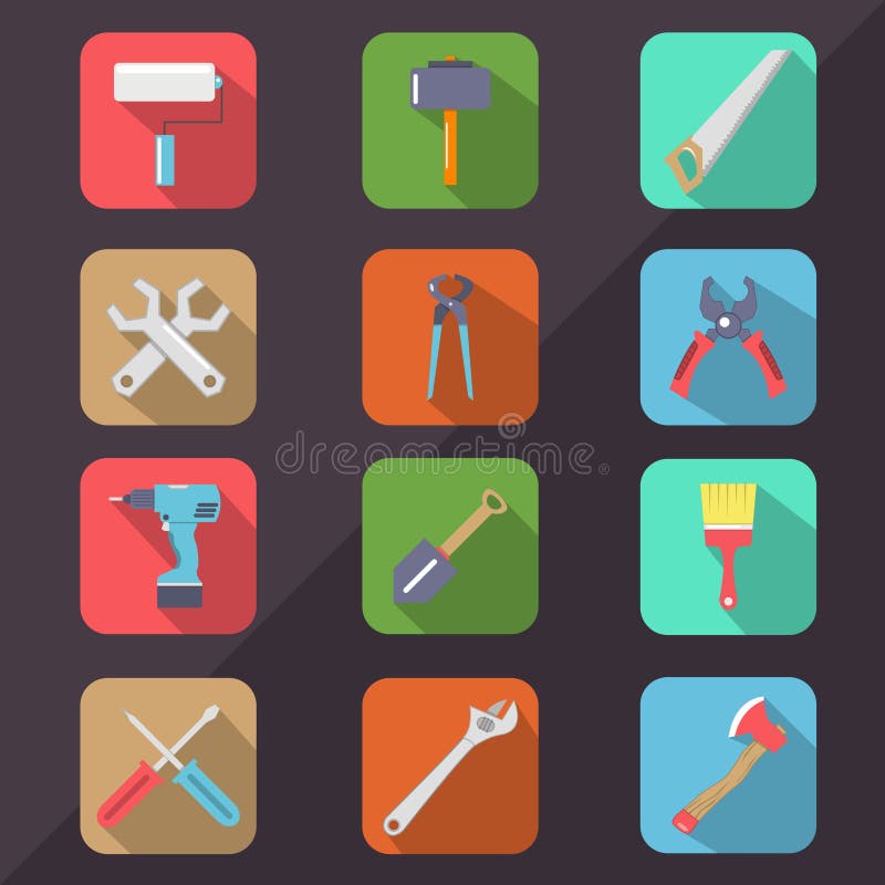 The Hardware Tools Flat Icon Long Shadow. The Hardware Tools Flat Icon Long Shadow