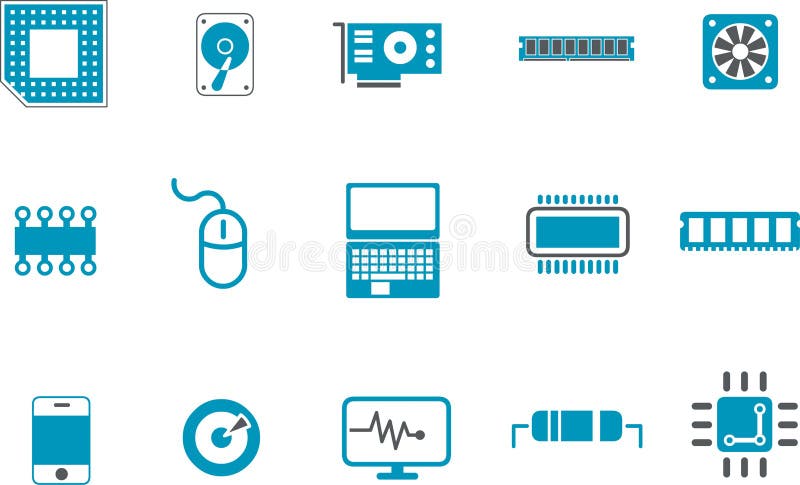Vector icons pack - Blue Series, hardware collection. Vector icons pack - Blue Series, hardware collection