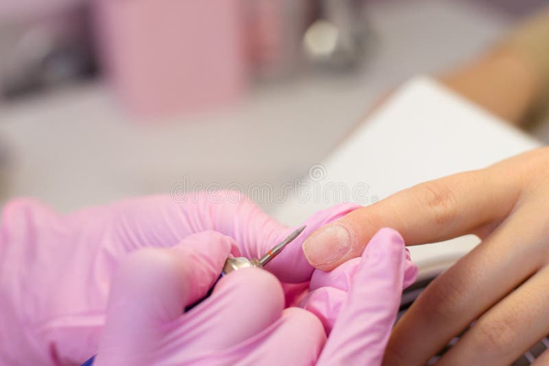 Hardware Manicure Using Electric Device Machine. Procedure for the