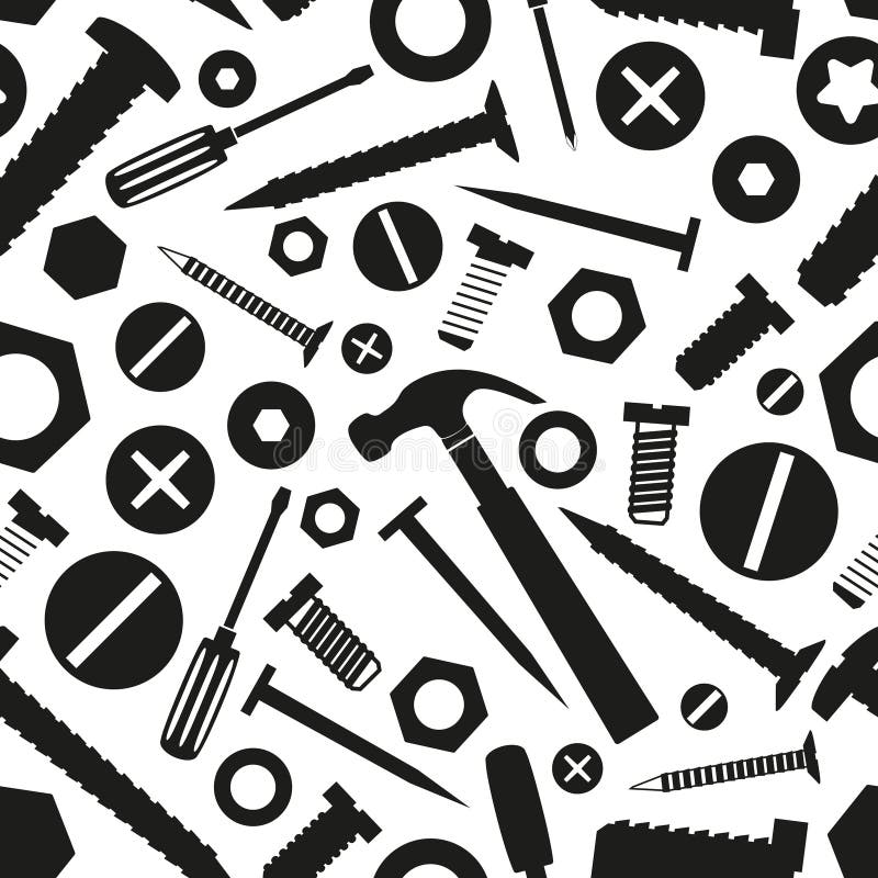 Hardware screws and nails with tools seamless pattern eps10. Hardware screws and nails with tools seamless pattern eps10