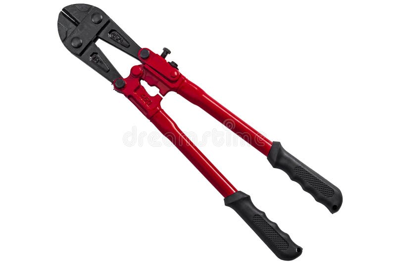 Hardware store and manual work tools concept with boltcutter isolated on white with a clipping path. A bolt cutter or bolt cropper