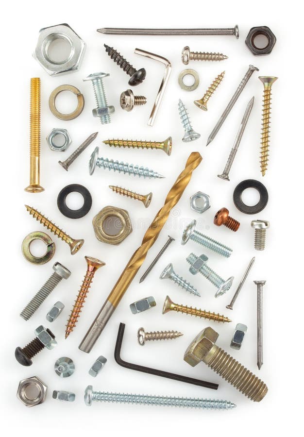 Hardware tools on white