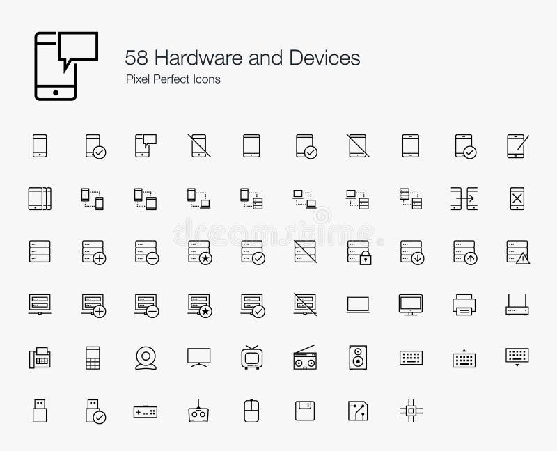 Mobile devices, servers, computers, entertainment equipments, and all common hardware are found in this icon set. Mobile devices, servers, computers, entertainment equipments, and all common hardware are found in this icon set.