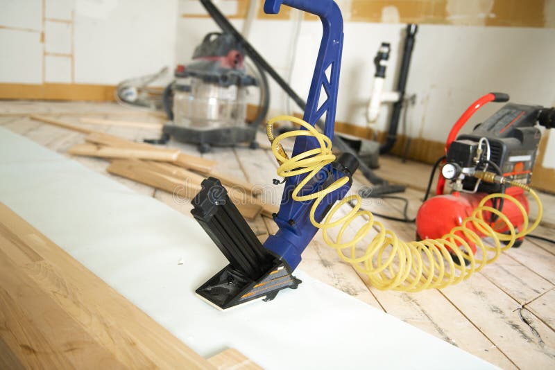 Hardwood Floor and Installation Tools on the House Stock Image Image