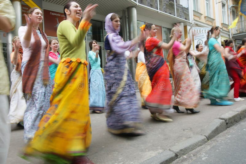 Hare Krishna devotee in the streets of Curitiba downtown Stock Photo - Alamy