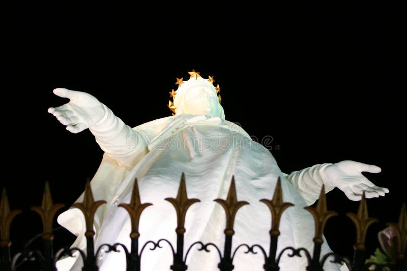 Harissa statue at night Lebanon