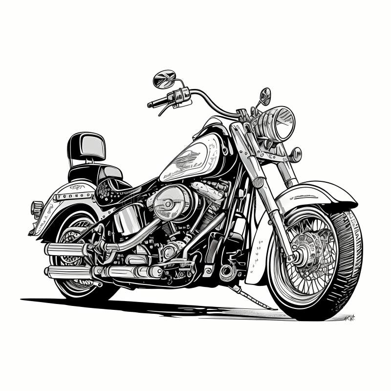 Harley Davidson Motorcycle Black And White. Generative AI